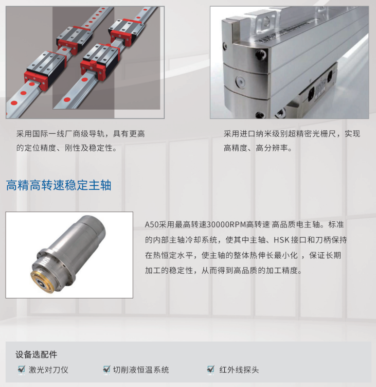 朗恩精密立式加工中心A50高精高转速主轴