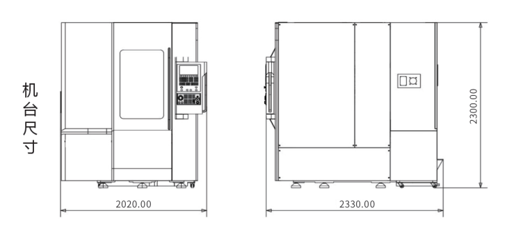 朗恩精密立式加工中心A50机床尺寸